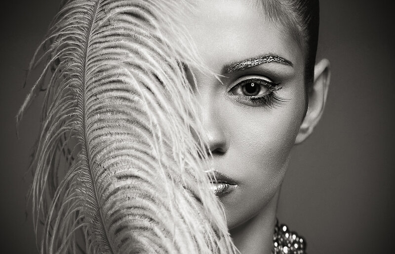 Woman with Feather — Black