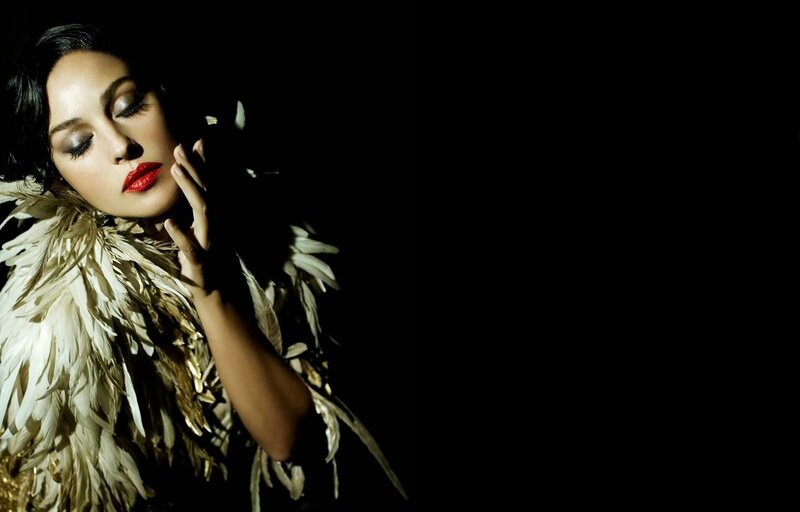 Woman with Feather Boa — Black, Dramatic, Photograph, Feather Boa