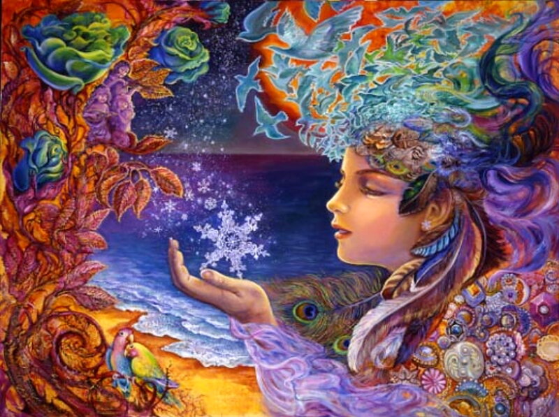 Woman with Feather Crown — Purple
