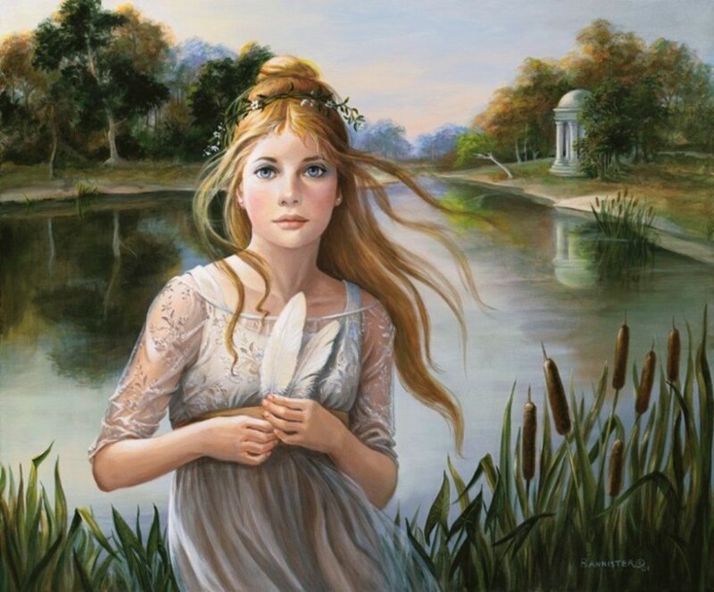 Woman with Feather — Green