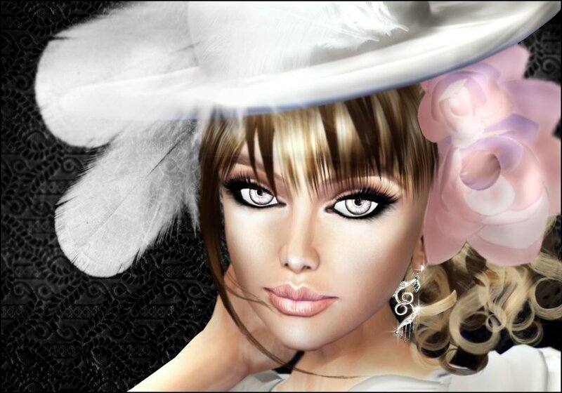 woman with feather hat