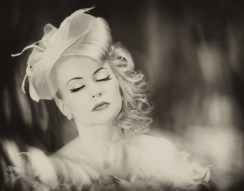 Woman with Feather Hat — Black