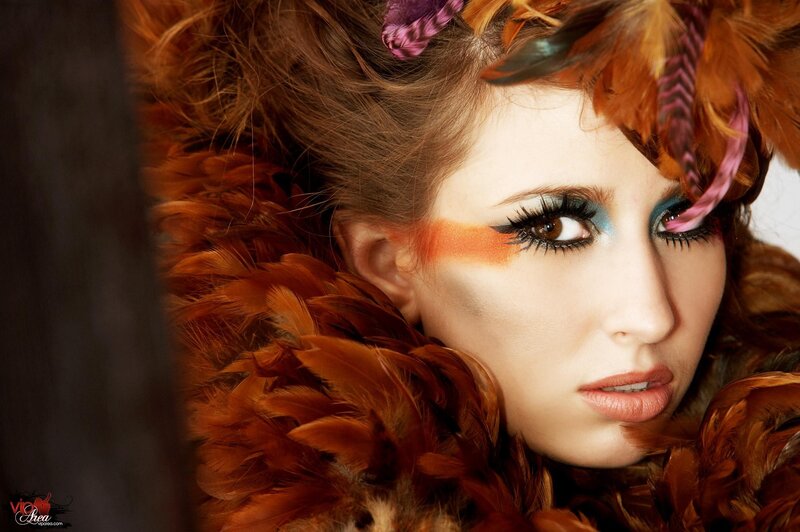 woman with feather headdress