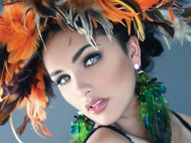 woman with feather headdress