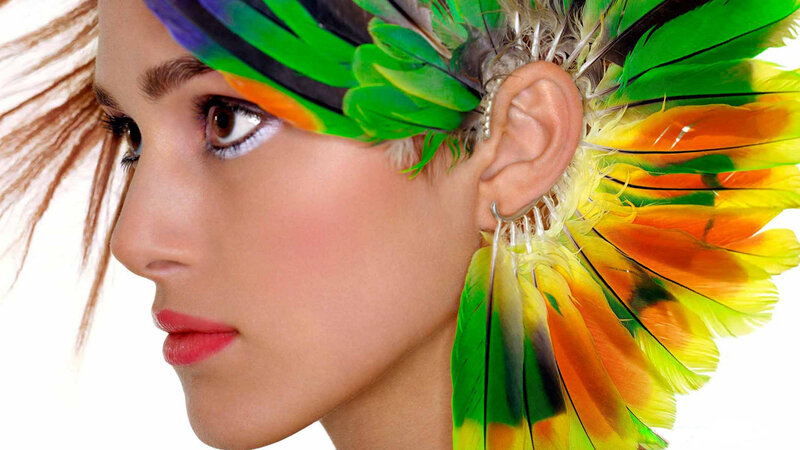 Woman with Feather Headdress — Green, Dramatic