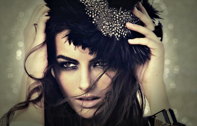 Woman with Feather Headpiece — Black