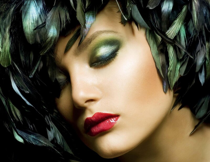 Woman with Feather Headpiece — Green