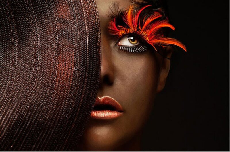 Woman with Feather Makeup — Black