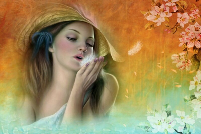 Woman with Feather — Orange