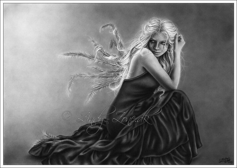 woman with feather wings