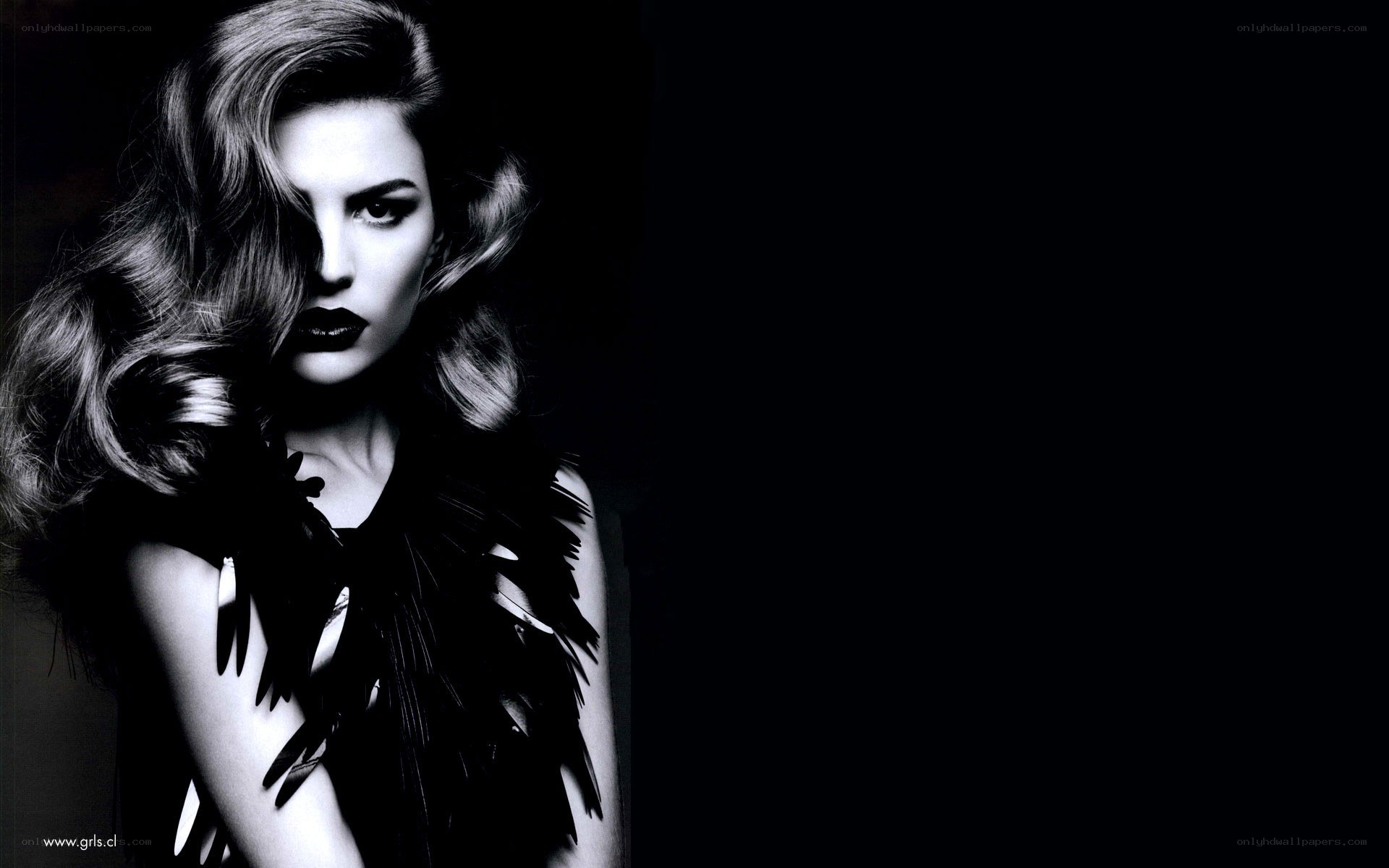 woman with feathered collar