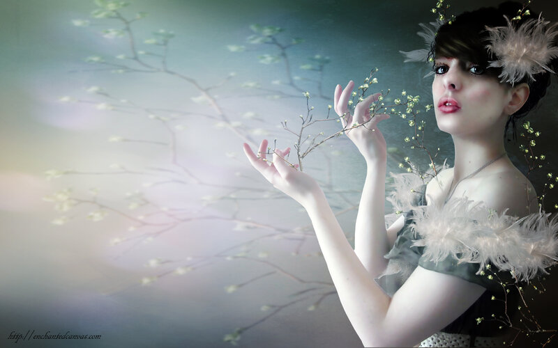 Woman with Feathered Dress — White