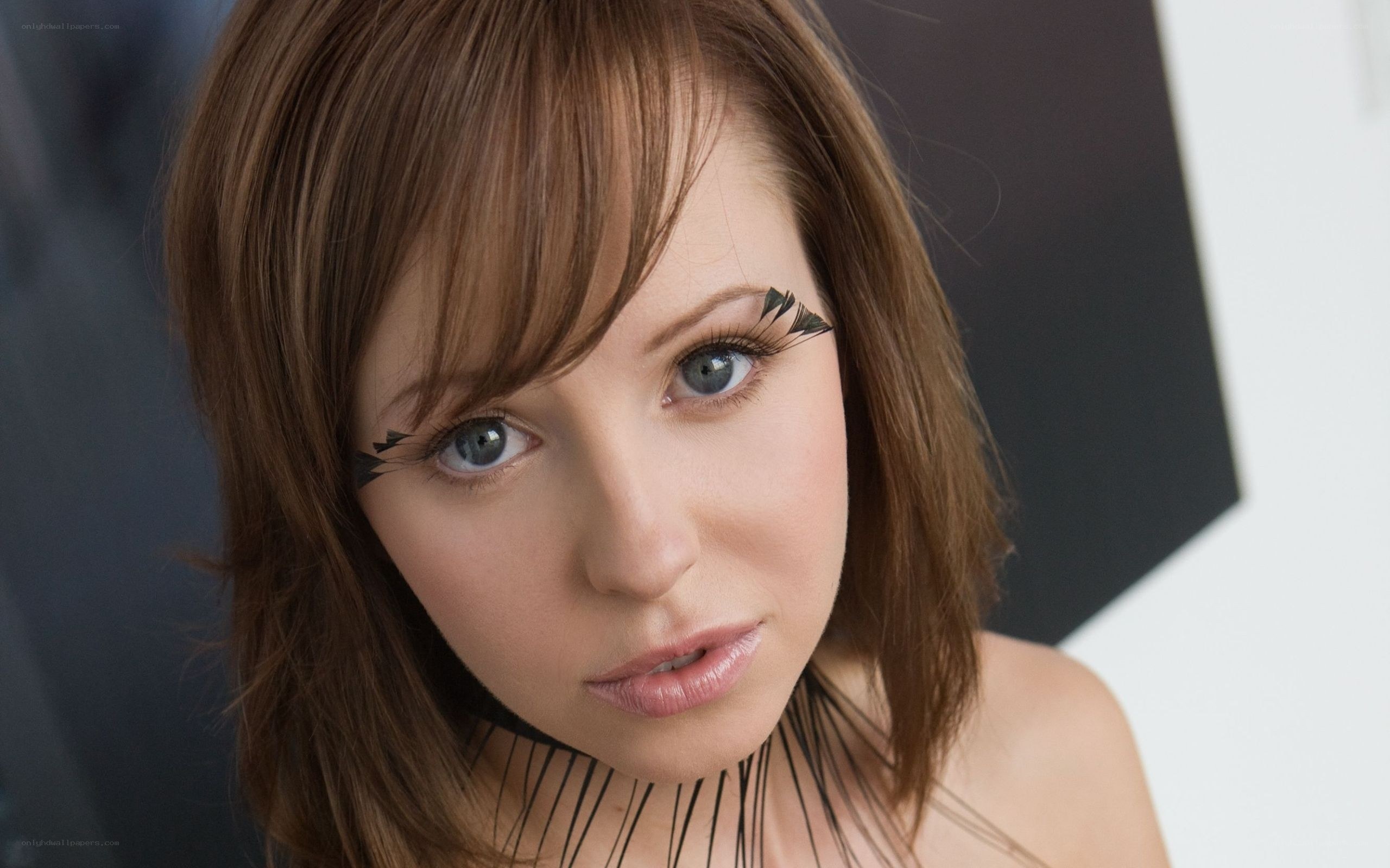 woman with feathered eyelashes