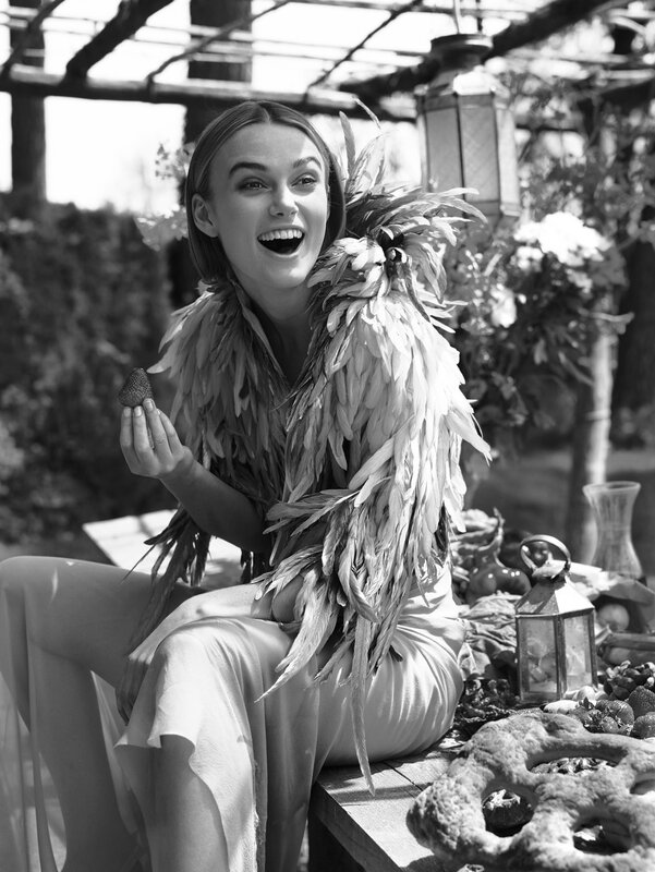 Woman with feathered garment