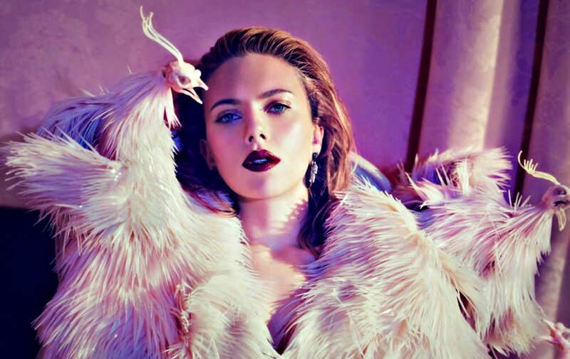 Woman with Feathered Garment — Purple