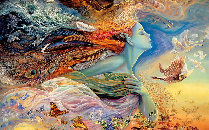 Woman with Feathered Hair — Blue