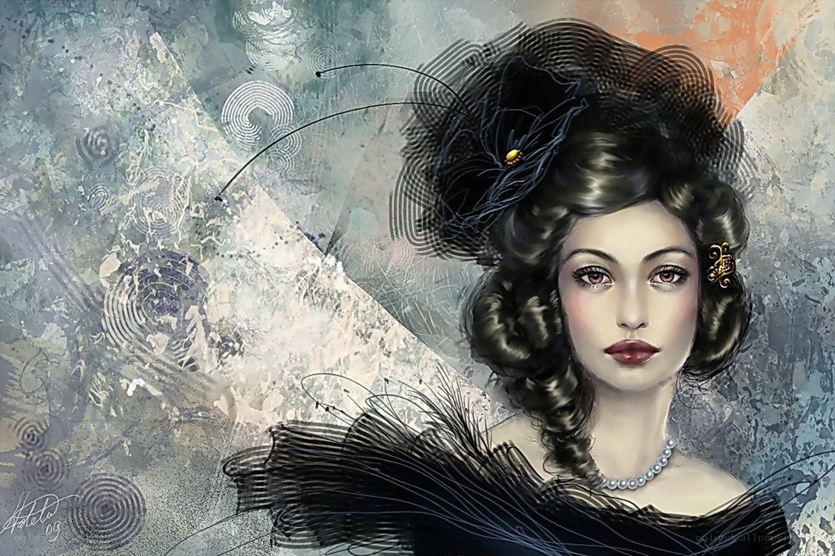 woman with feathered hat