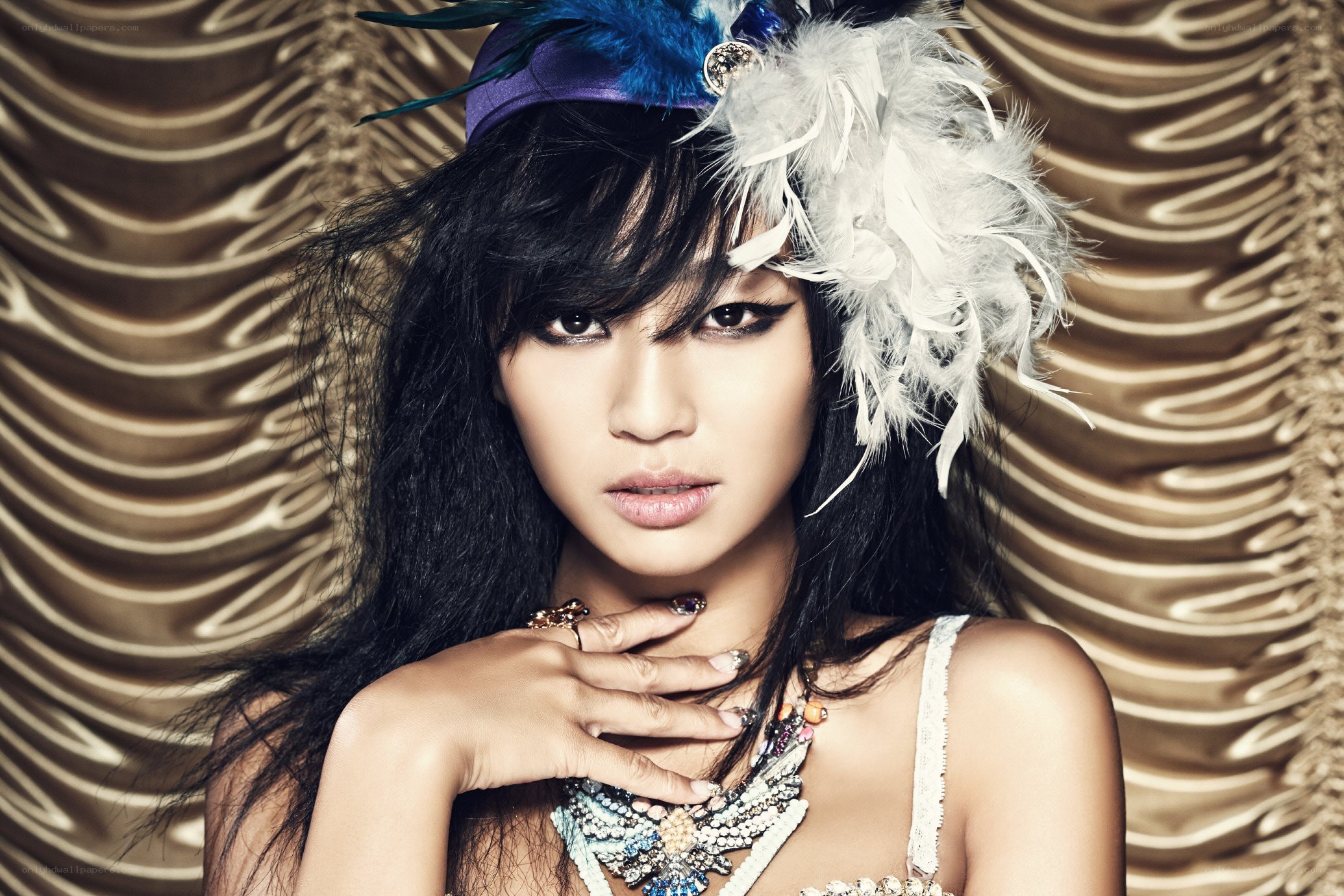 woman with feathered hat
