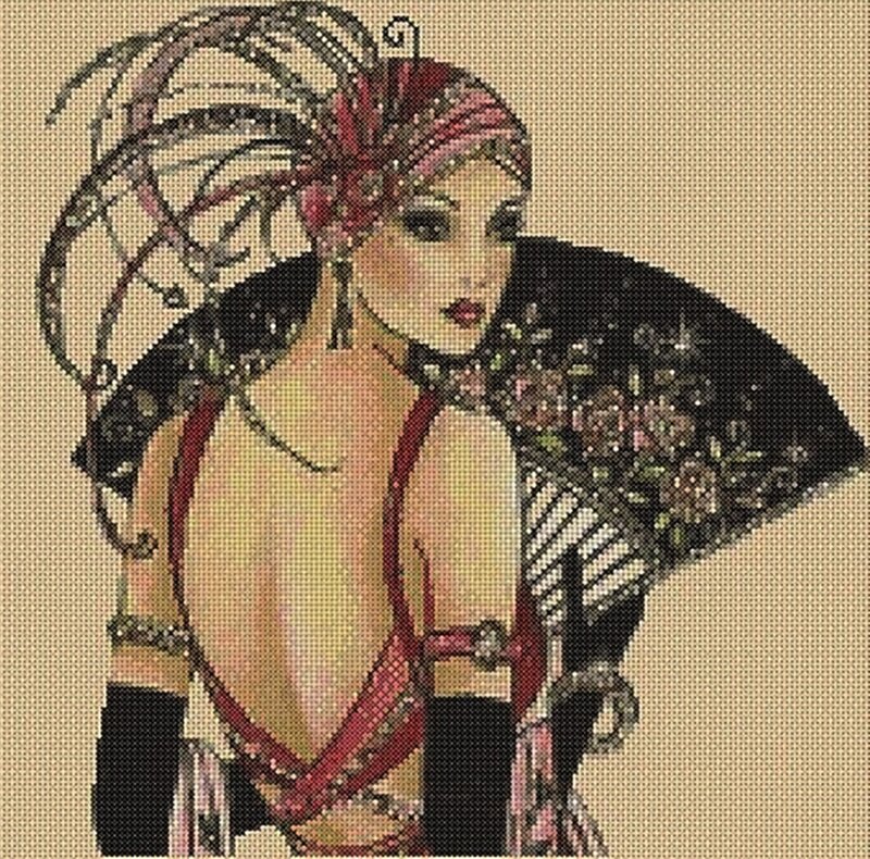 Woman with Feathered Hat — Beige