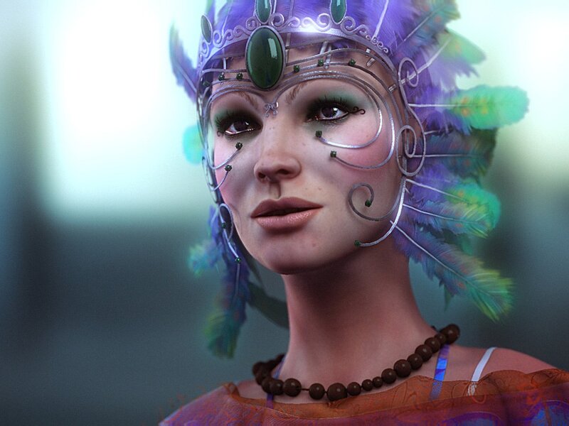 woman with feathered headdress