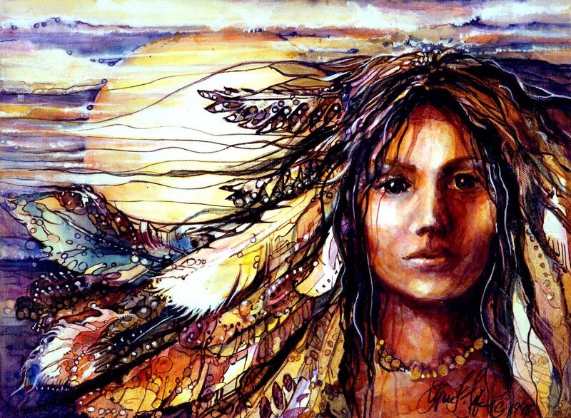 woman with feathered headdress
