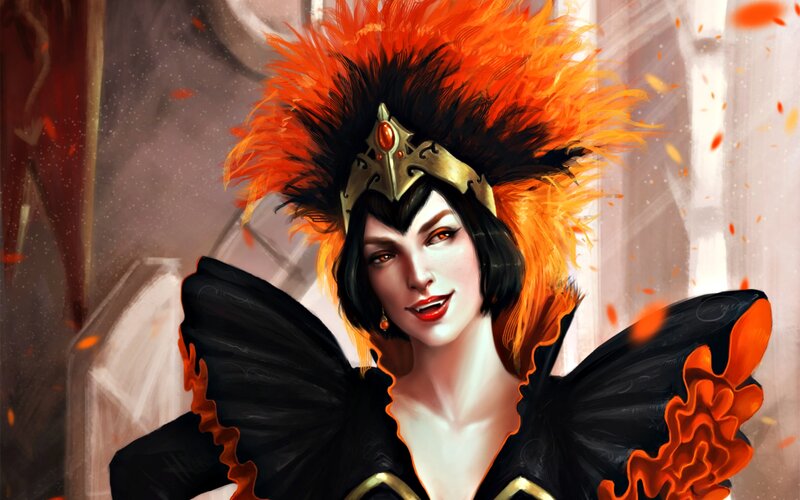 Woman with Feathered Headdress — Orange