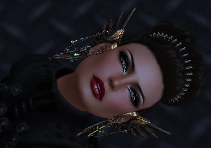Woman with Feathered Headpiece — Black, Dramatic