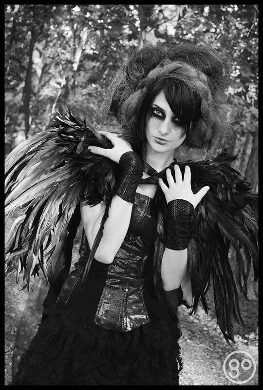 woman with feathered wings