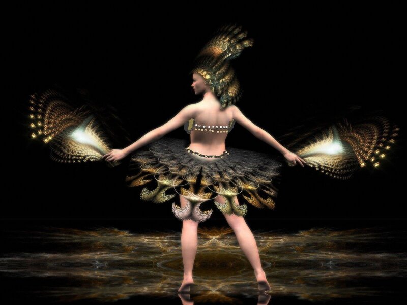 Woman with Feathered Wings — Black