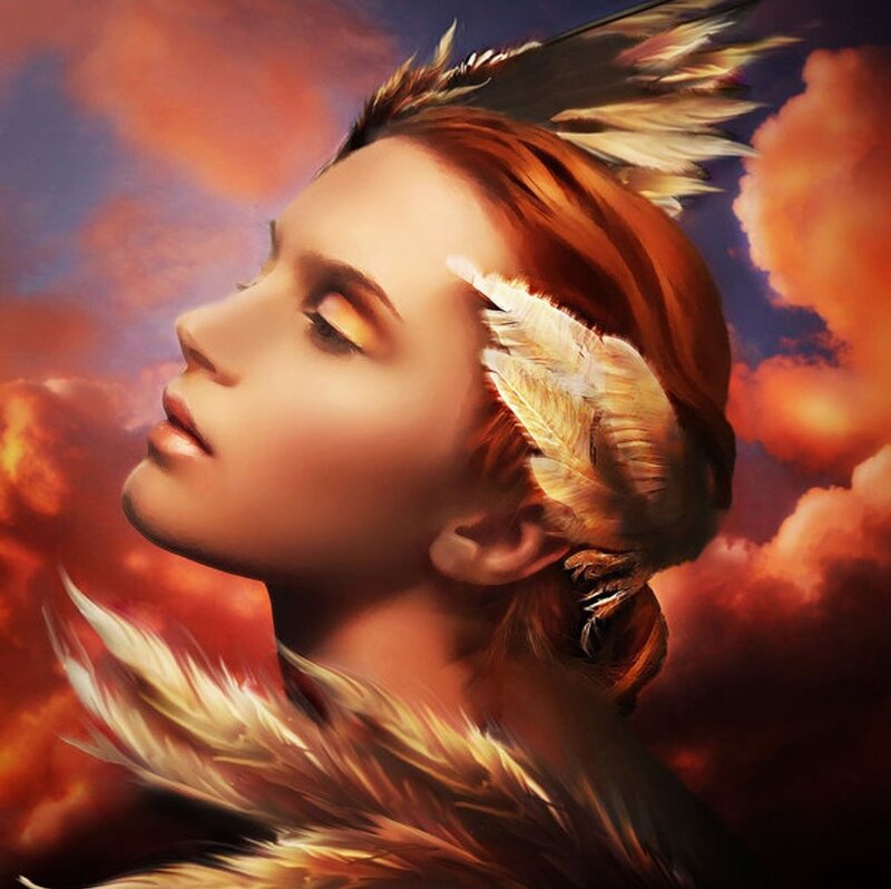 Woman with Feathers — Orange