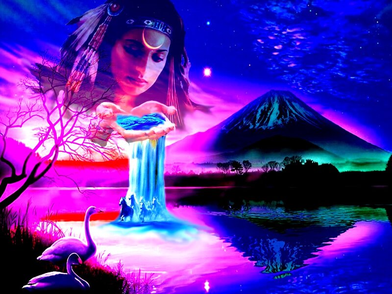 Woman with Feathers — Purple