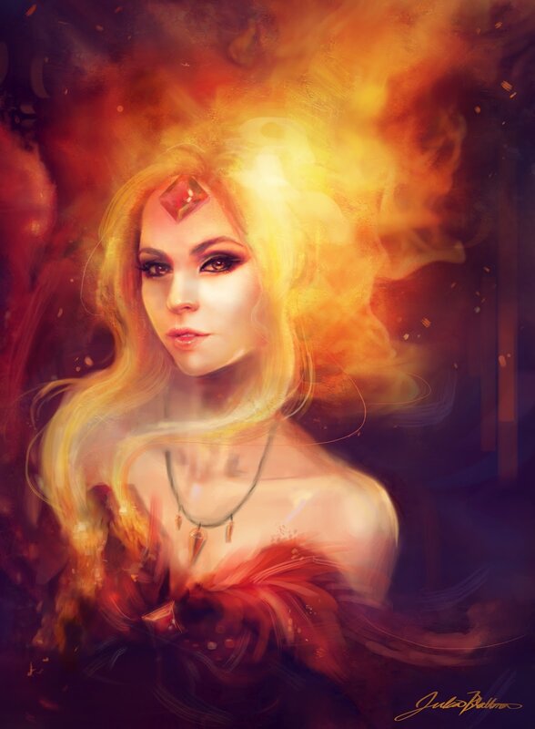 woman with fiery aura