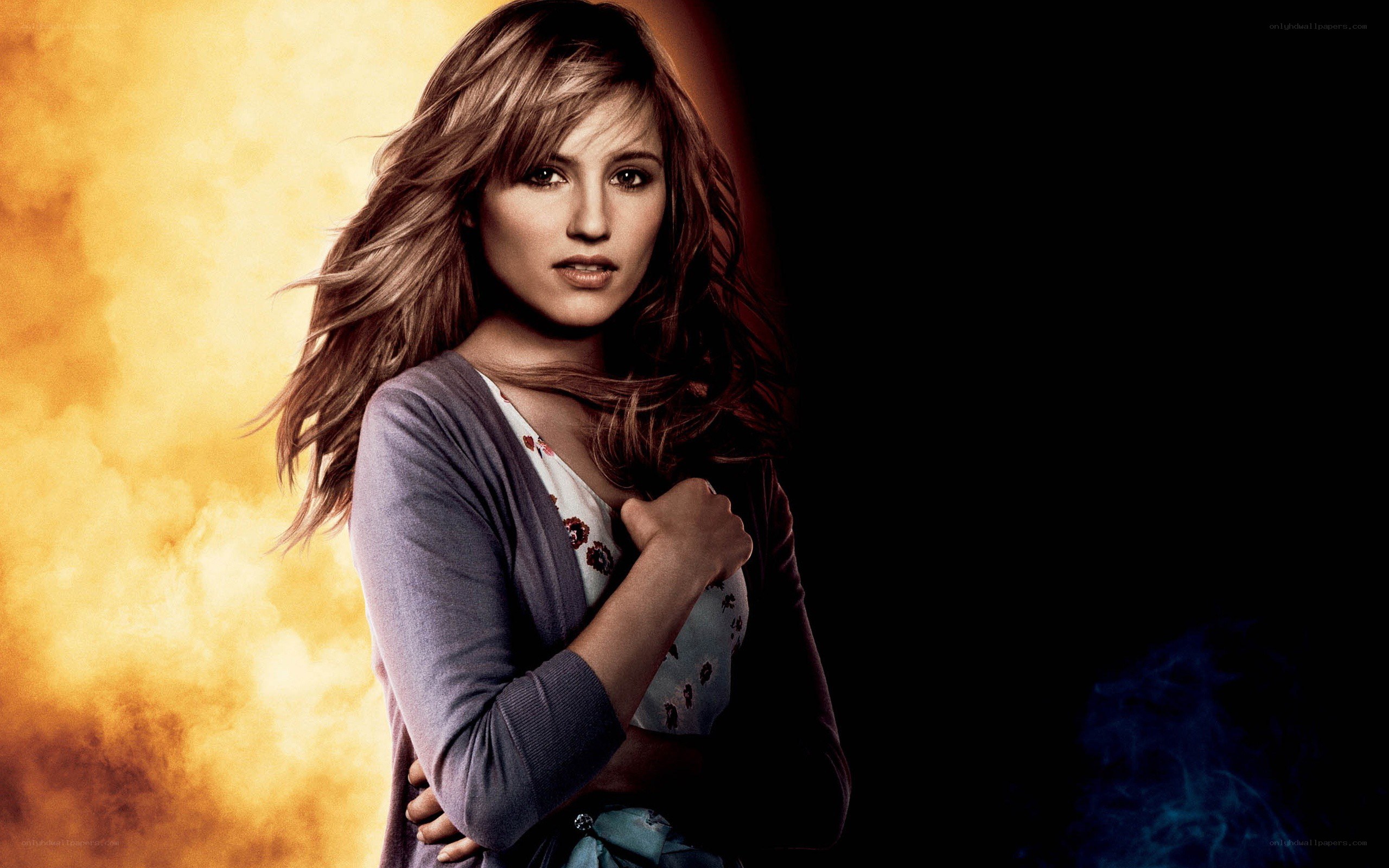 woman with fiery background