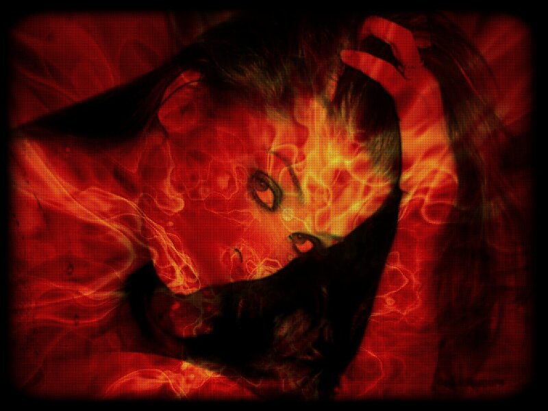 Woman with Fiery Face