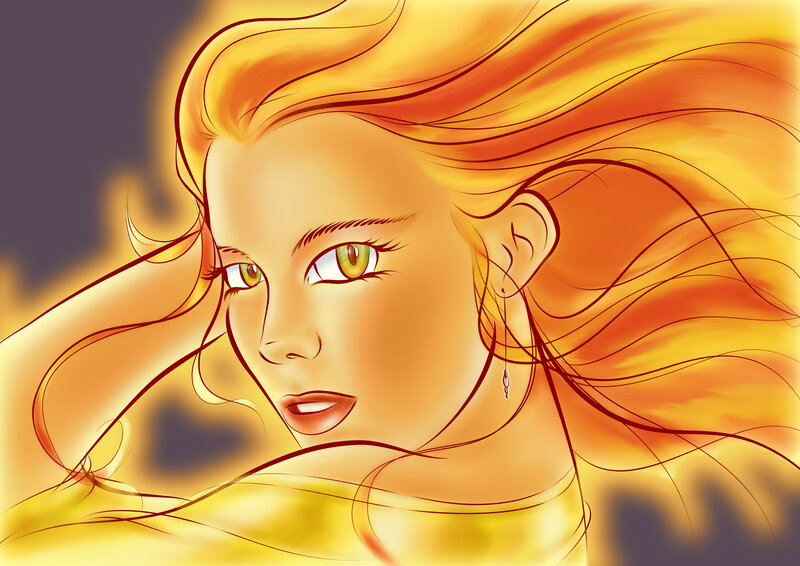 Woman with Fiery Hair — Yellow, Dramatic