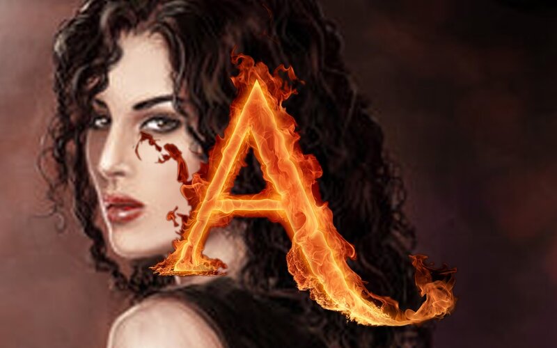 Woman with Fiery Letter A