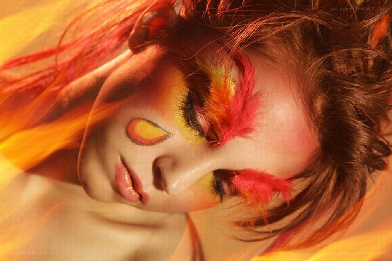 woman with fiery makeup
