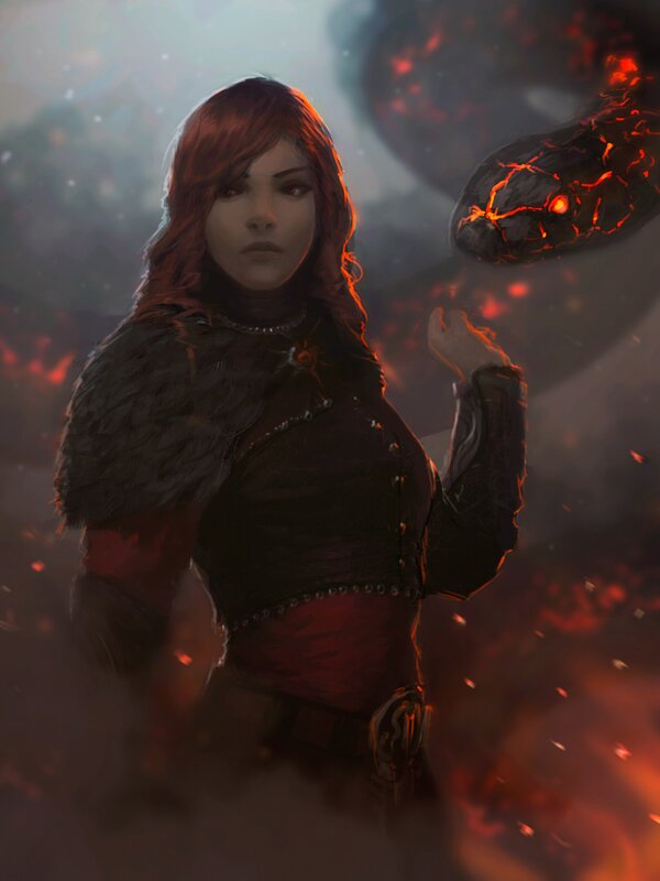 Woman with Fiery Snake