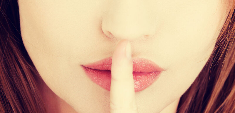 Woman with Finger on Lips — Pink, Quiet