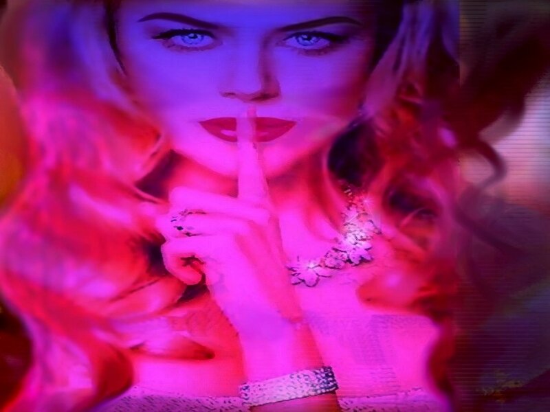 Woman with Finger on Lips — Pink