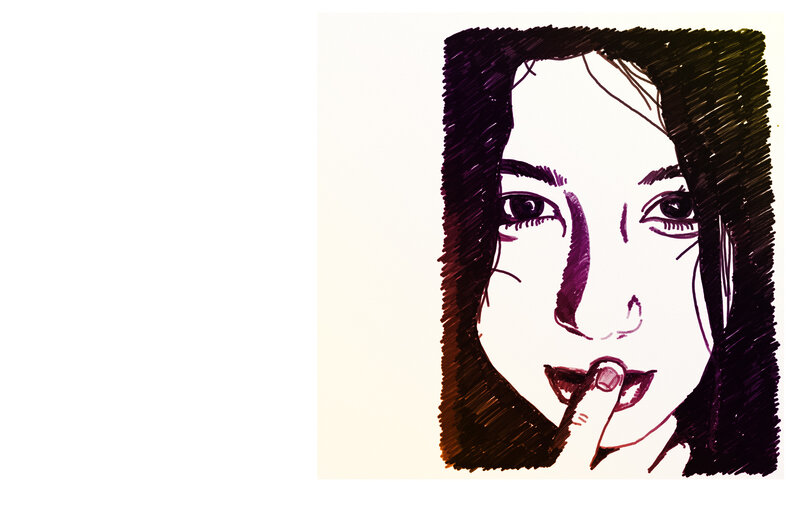 woman with finger to lips