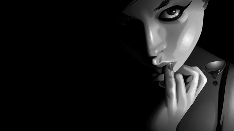 Woman with Finger to Lips — Black, Dramatic