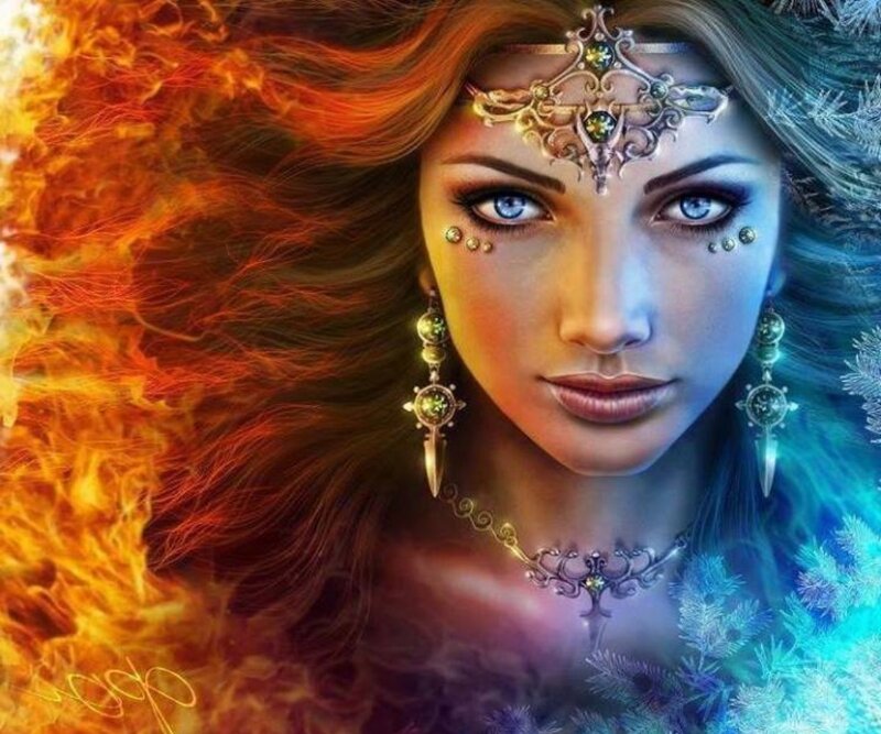 Woman with Fire and Ice