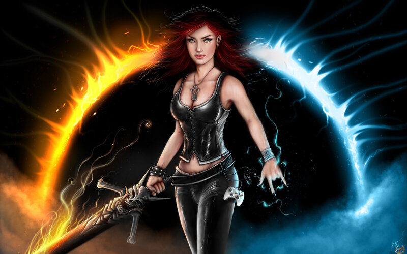 Woman with Fire and Lightning