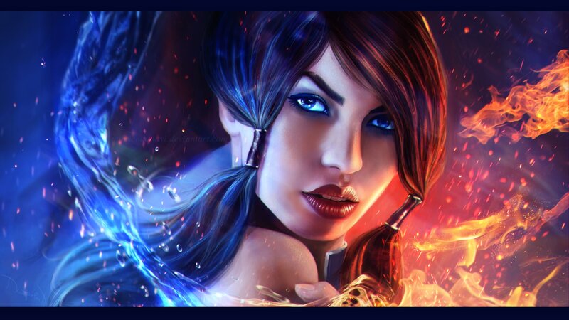 Woman with Fire and Water — Blue