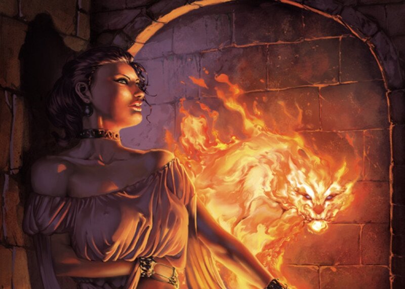 Woman with Fire Beast