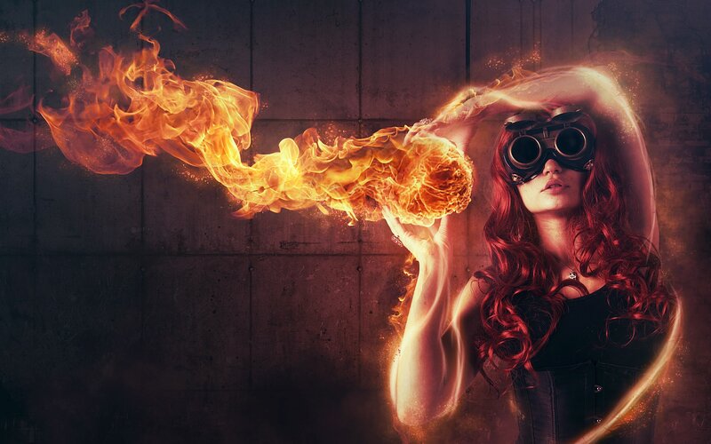 woman with fire breath