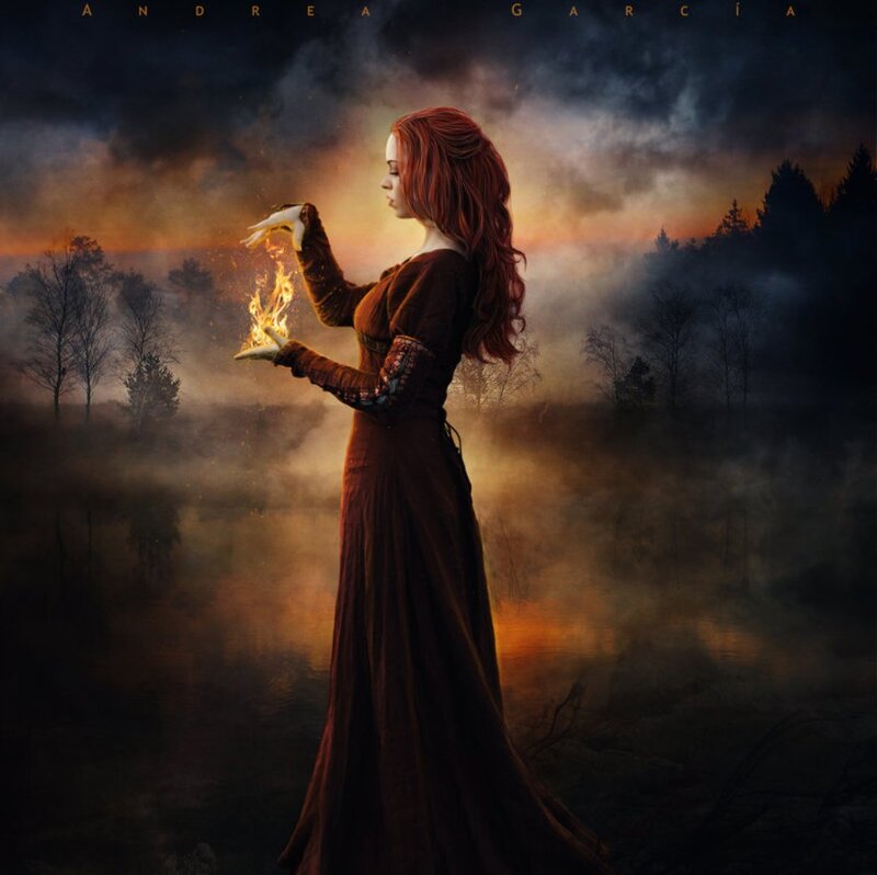 Woman with Fire in Hands — Brown