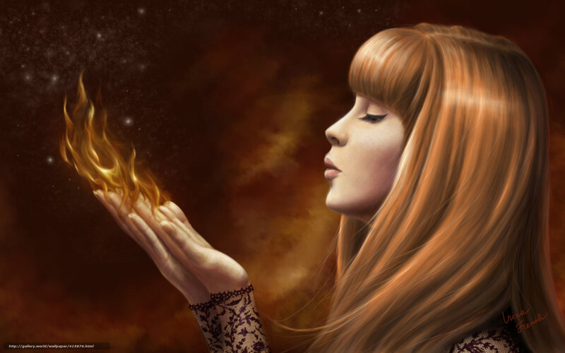 woman with fire in her hands