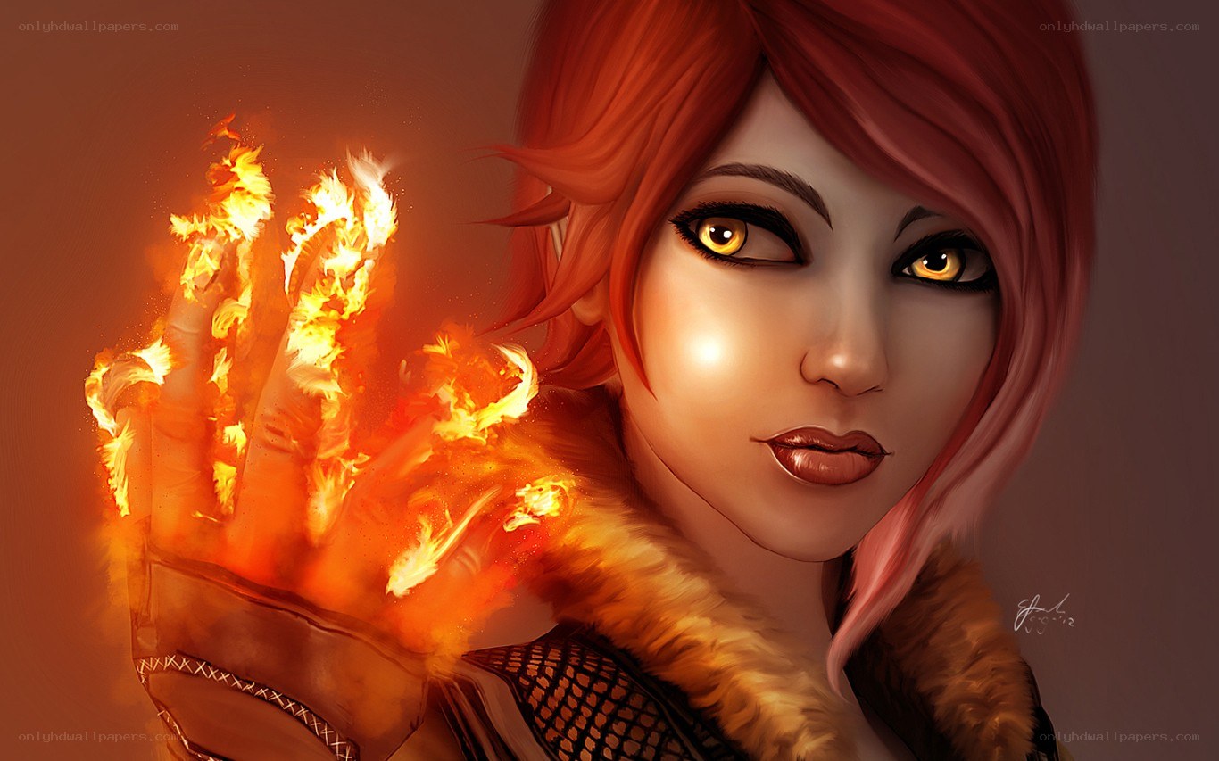 woman with fire magic
